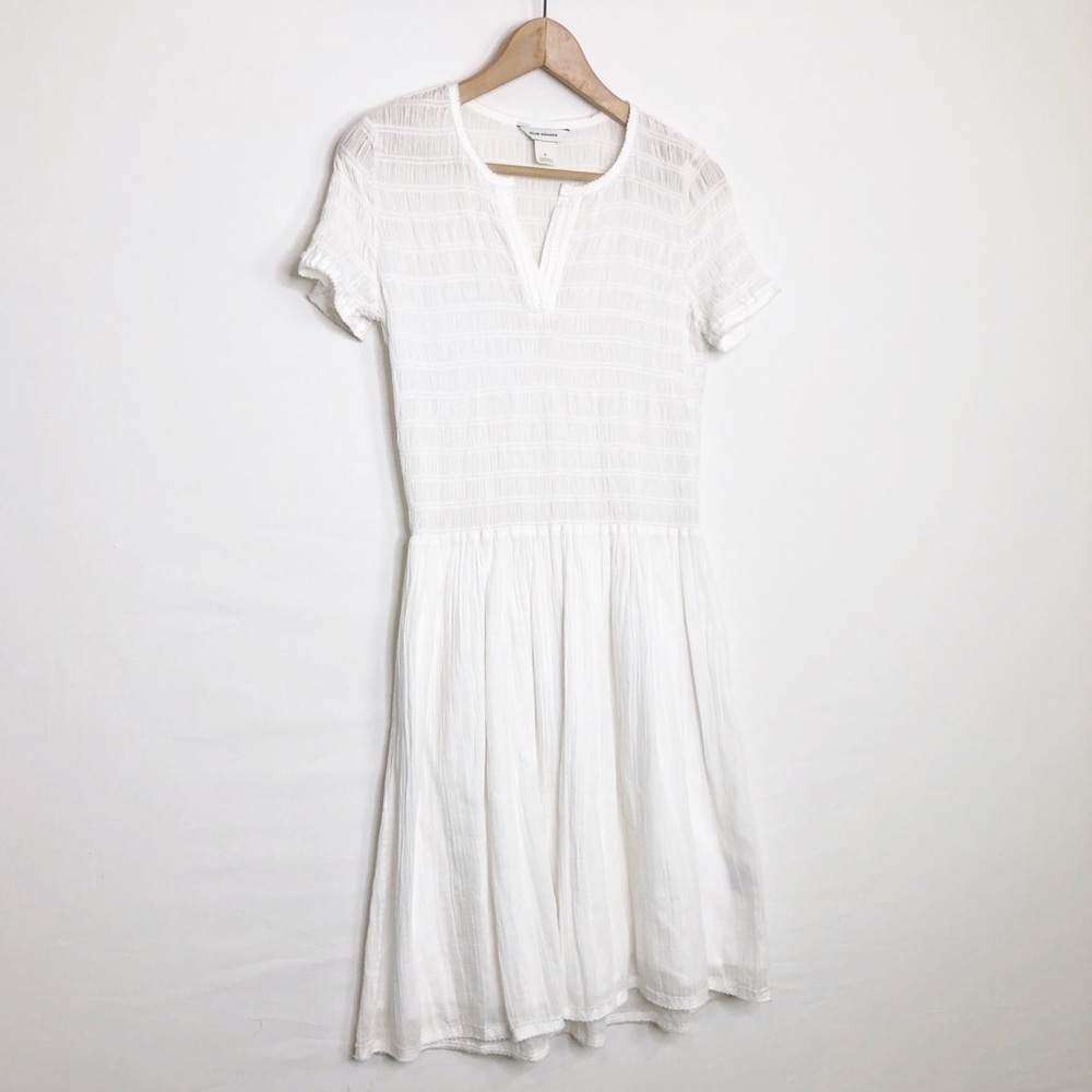 Club Monaco white smocked, bodice fully lined dress - Picture 7 of 10